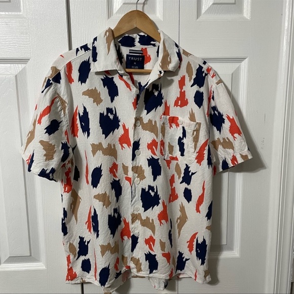 Trust Mens Linen Blend Casual Button down shirt size Medium - Picture 3 of 4